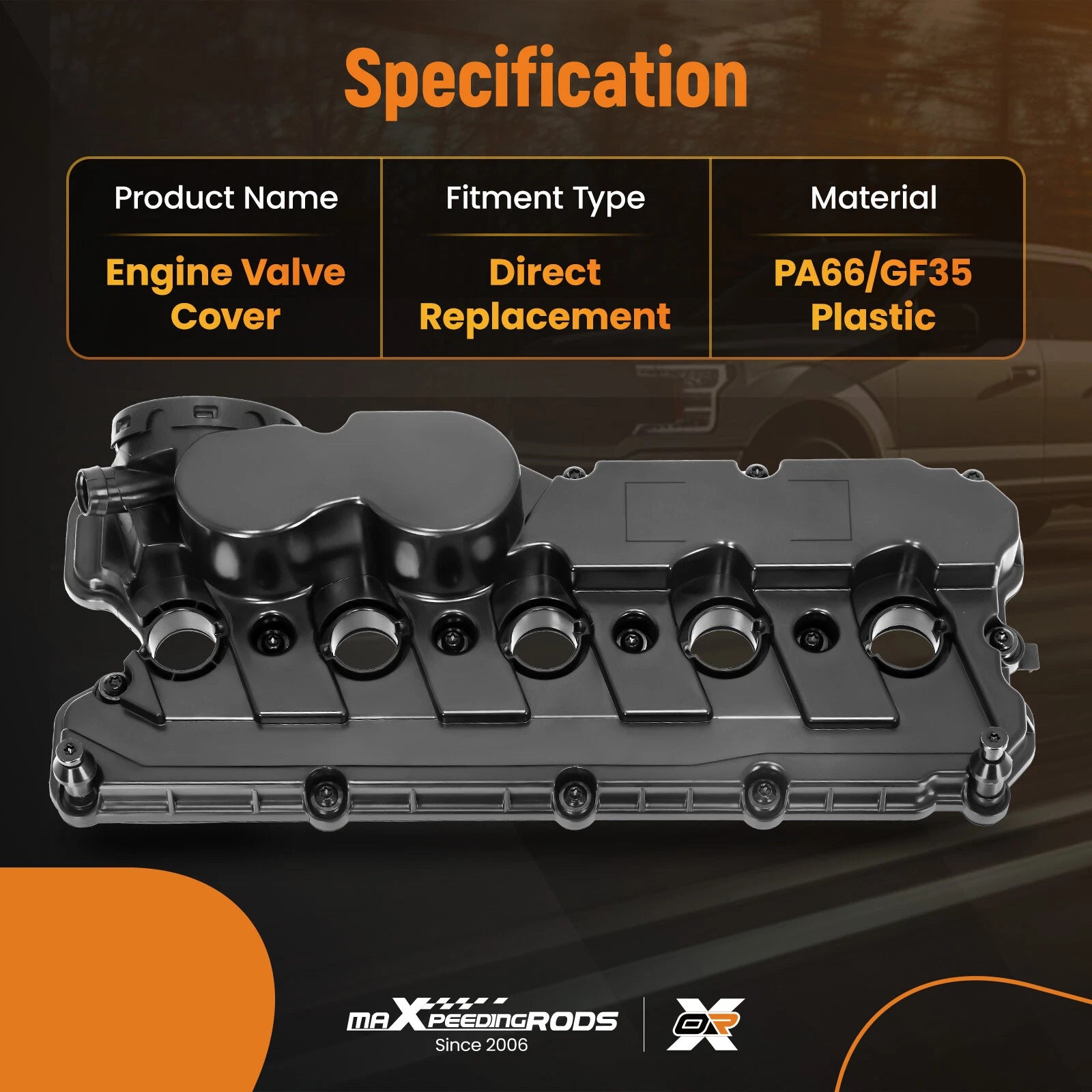 2X Engine Valve Covers for VW Beetle Golf Jetta Passat 2.5L (2006-2014) Black