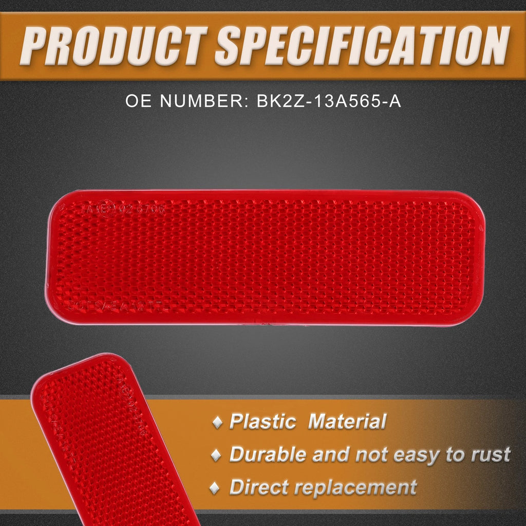 Driver Side Rear Bumper Reflector for Ford Transit (2014–2023) BK2Z-13A565-A Red ABS