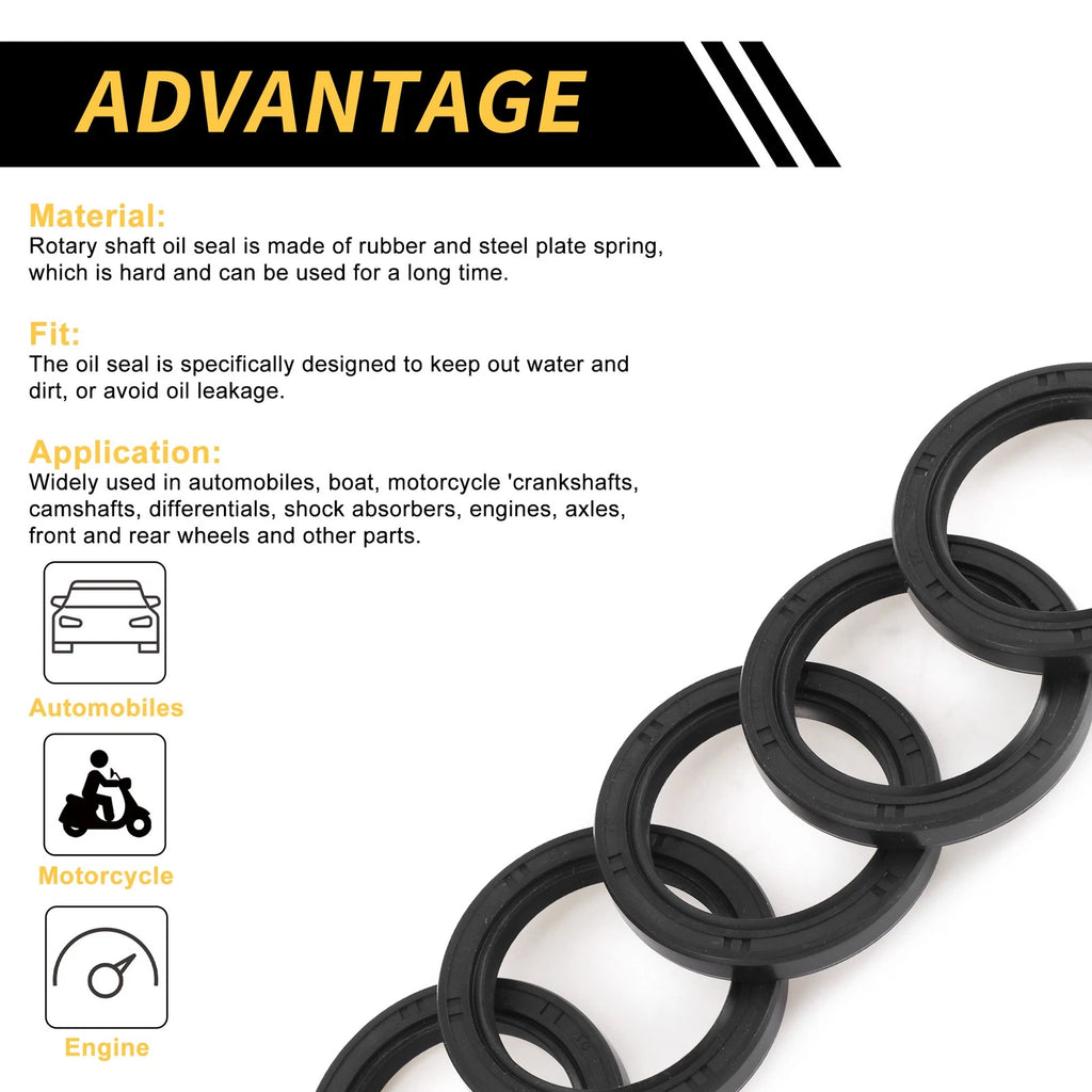 Set of 5 Oil Seal Ring 40x55x7mm for Various Models (NBR Rubber)