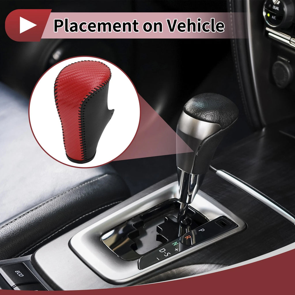 Gear Shift Knob Cover for Honda Accord (2008–2012) Red Carbon Fiber Black