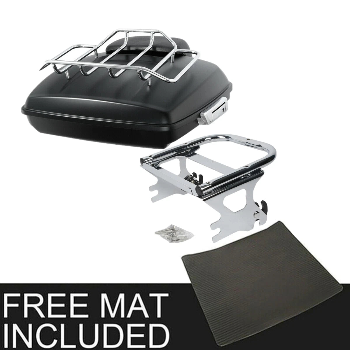 Matt Black Razor Trunk Backrest Mount for Harley Touring Street Glide (1997–2008)