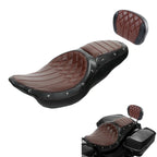 Brown Black Driver & Passenger Seat Backrest Pad for Harley Touring (2009-2023)