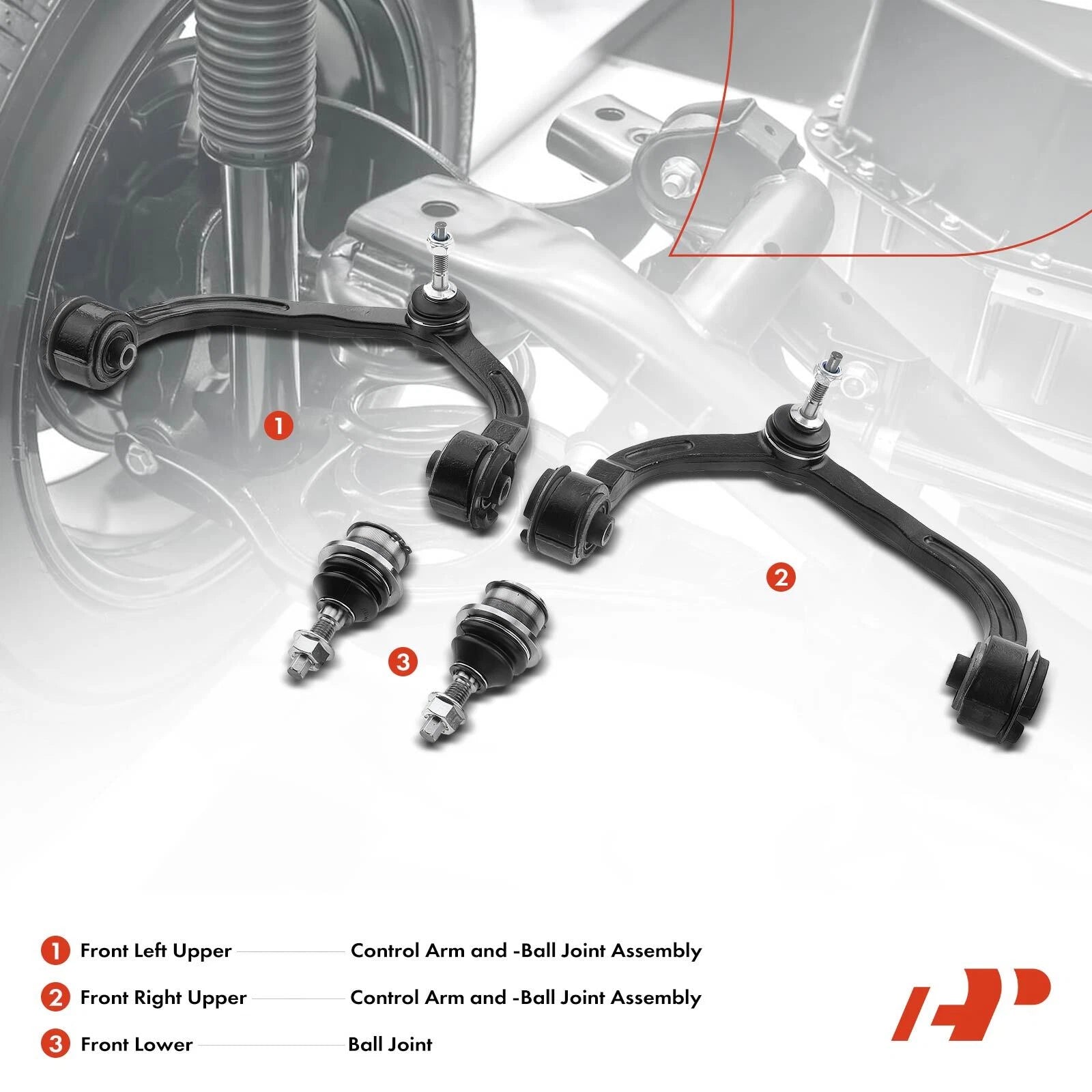Set of 4 Front Control Arm Ball Joints for Ford Expedition (2004–2006)