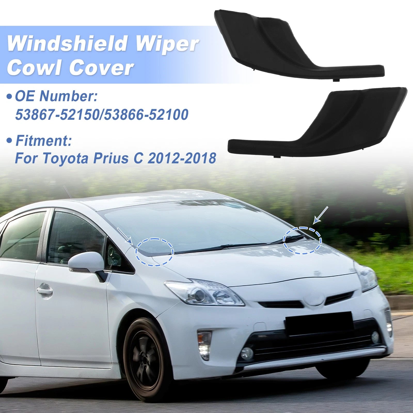 Set of 2 Windshield Cowl Replacement for Toyota Prius C (2012–2018) 53867-52150