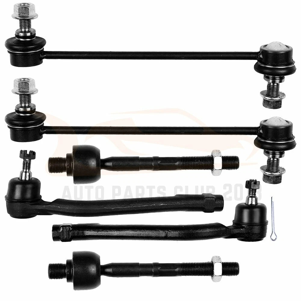 Set of 6 Inner Outer Tie Rods & Sway Bar End Links for Kia Forte (2010–2013)
