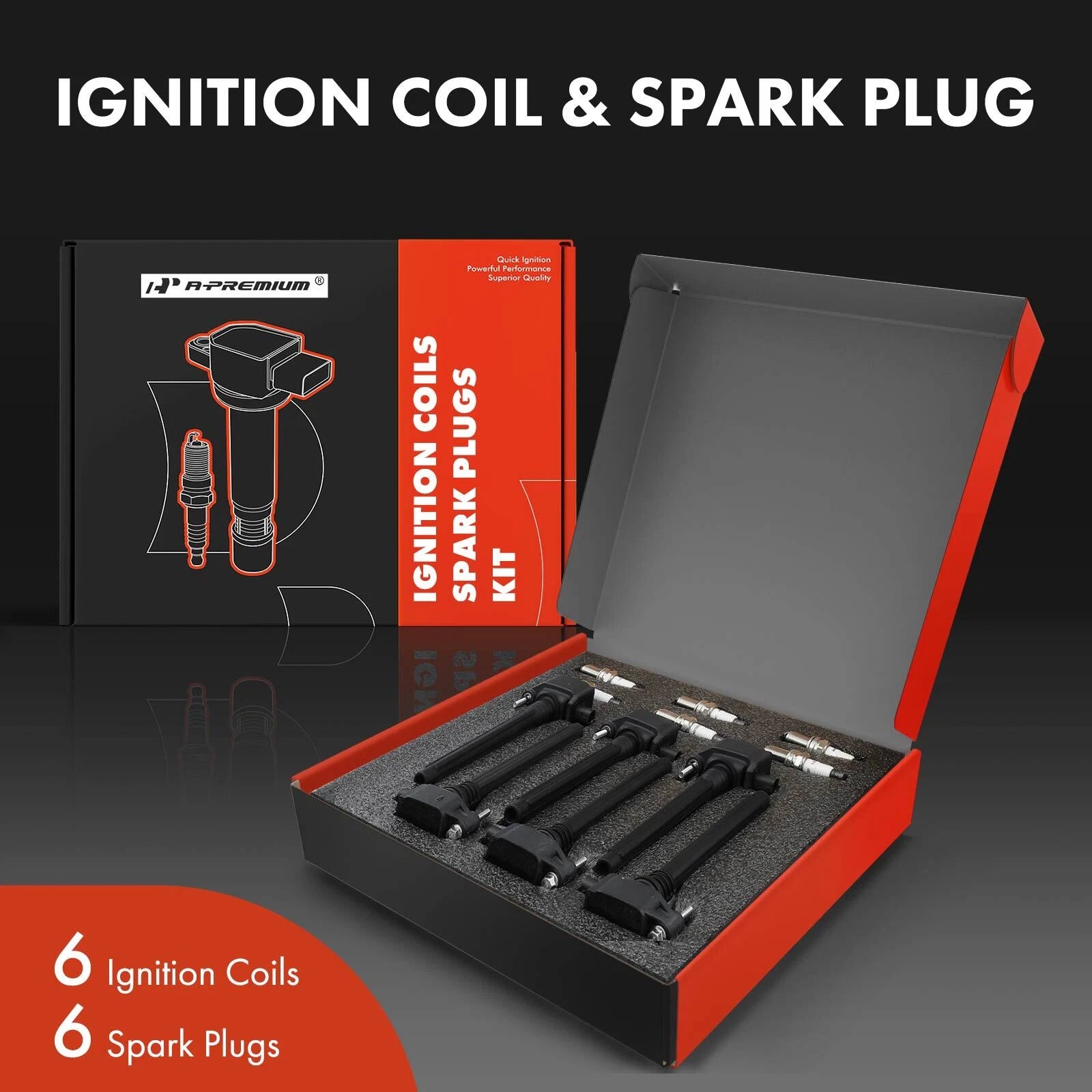 Set of 6 Ignition Coils & Iridium Spark Plugs for Jeep Grand Cherokee (2011–2015)