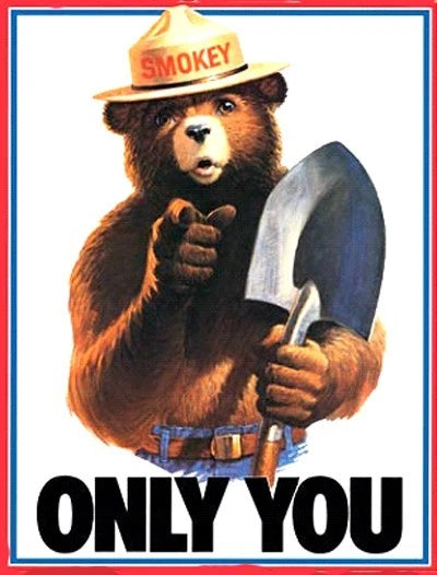 Vintage Smokey Bear Fire Prevention Tin Metal Sign 834