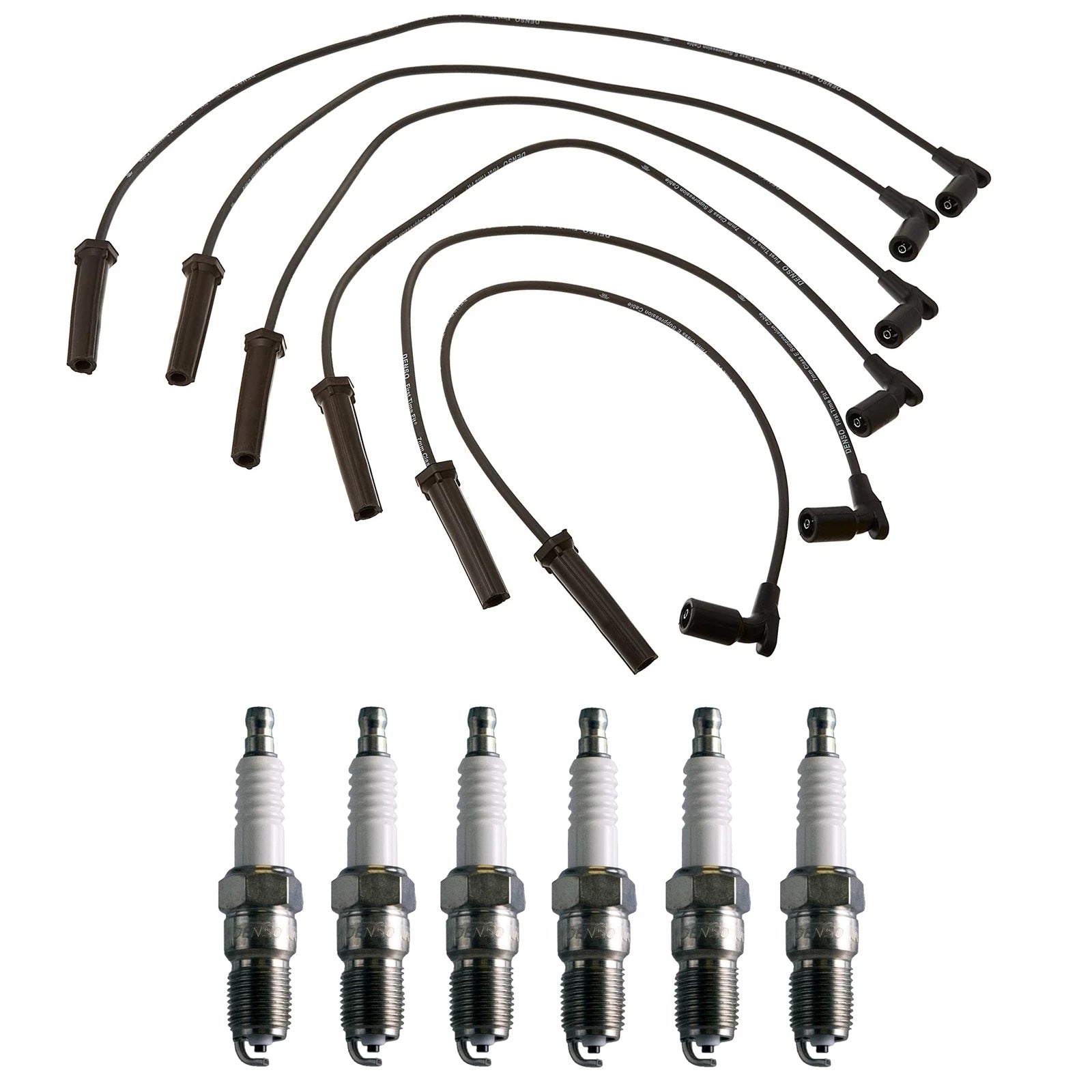 Denso 7mm Wire Set & 6 U-Groove Spark Plugs for Chevy GMC 4.3L V6 (1996–2002)