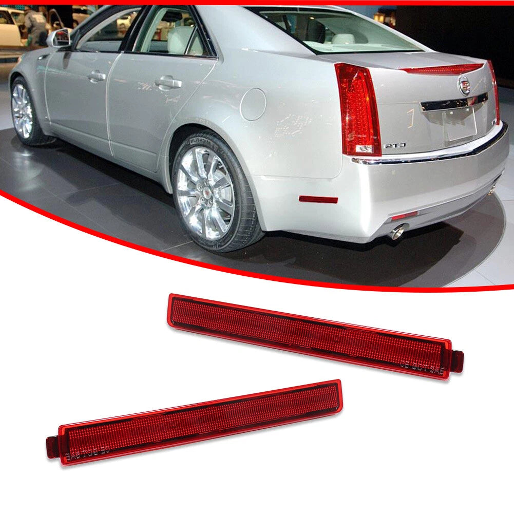 2X Red Rear Bumper Side Marker Light Reflectors for Cadillac CTS (2008–2013)