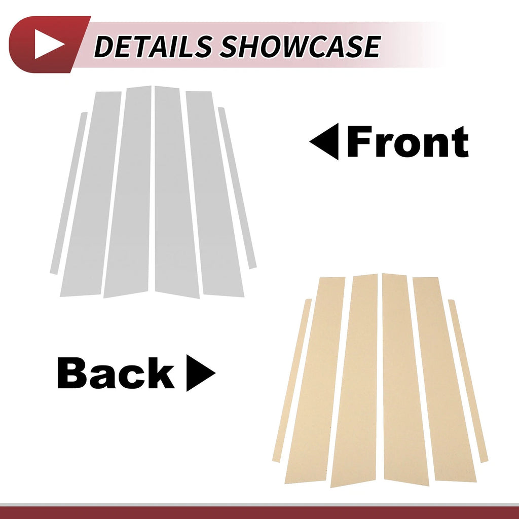 Set of 6 Door Pillar Window Trim for Lexus CT200h (2011–2019) Silver Tone