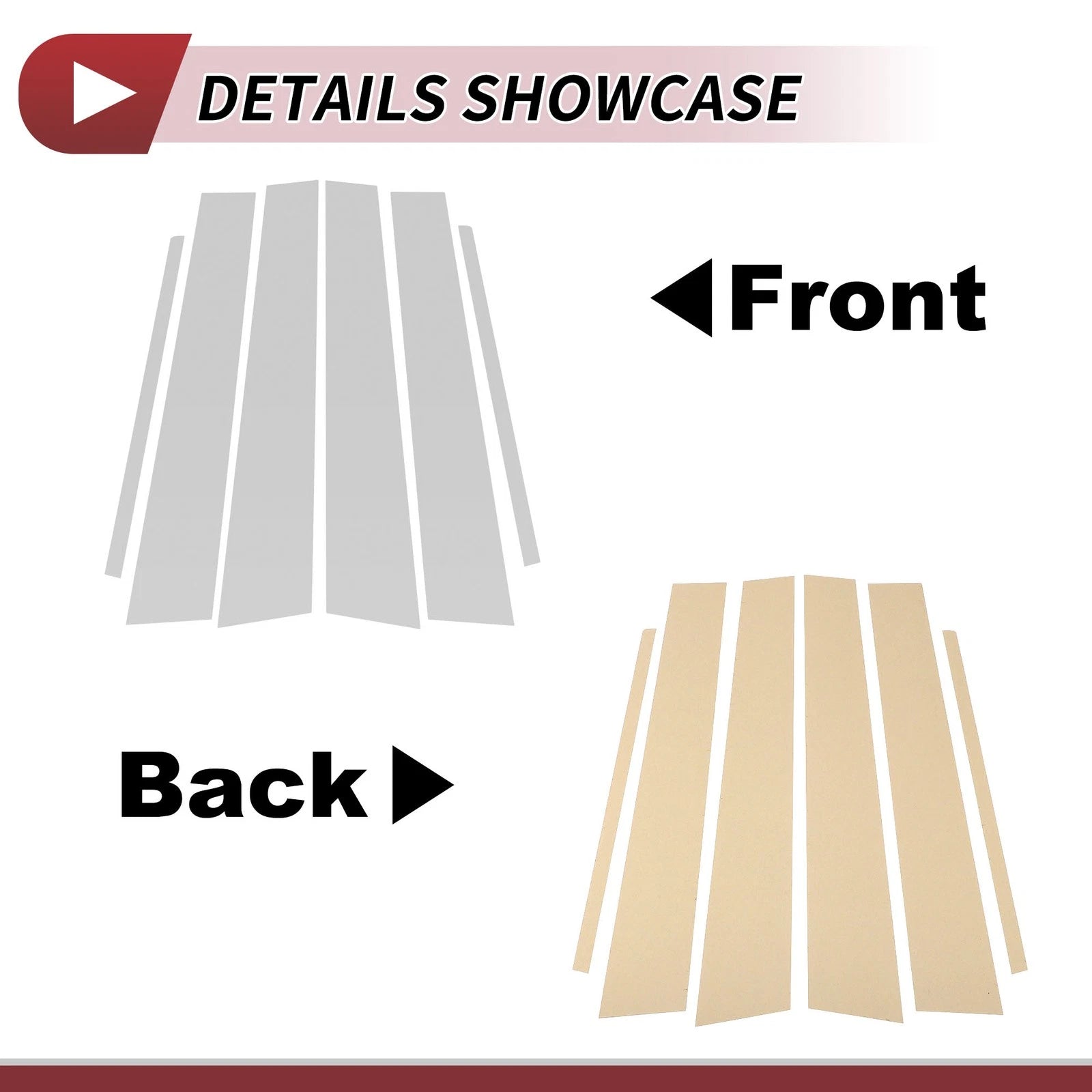 Set of 6 Door Pillar Window Trim for Lexus CT200h (2011–2019) Silver Tone