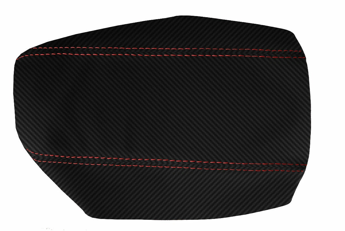 Console Lid Armrest Cover for Honda Civic (2006–2011) Carbon Fiber Red Stitch