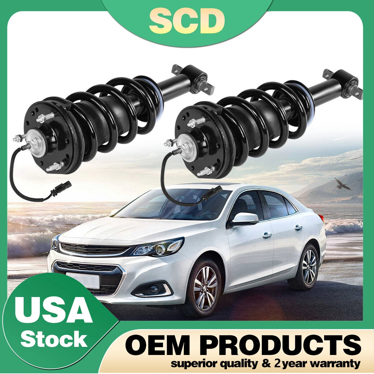 Pair Front Shock Assemblies for Chevy Cadillac Escalade GMC Sierra Yukon (2002–2023)