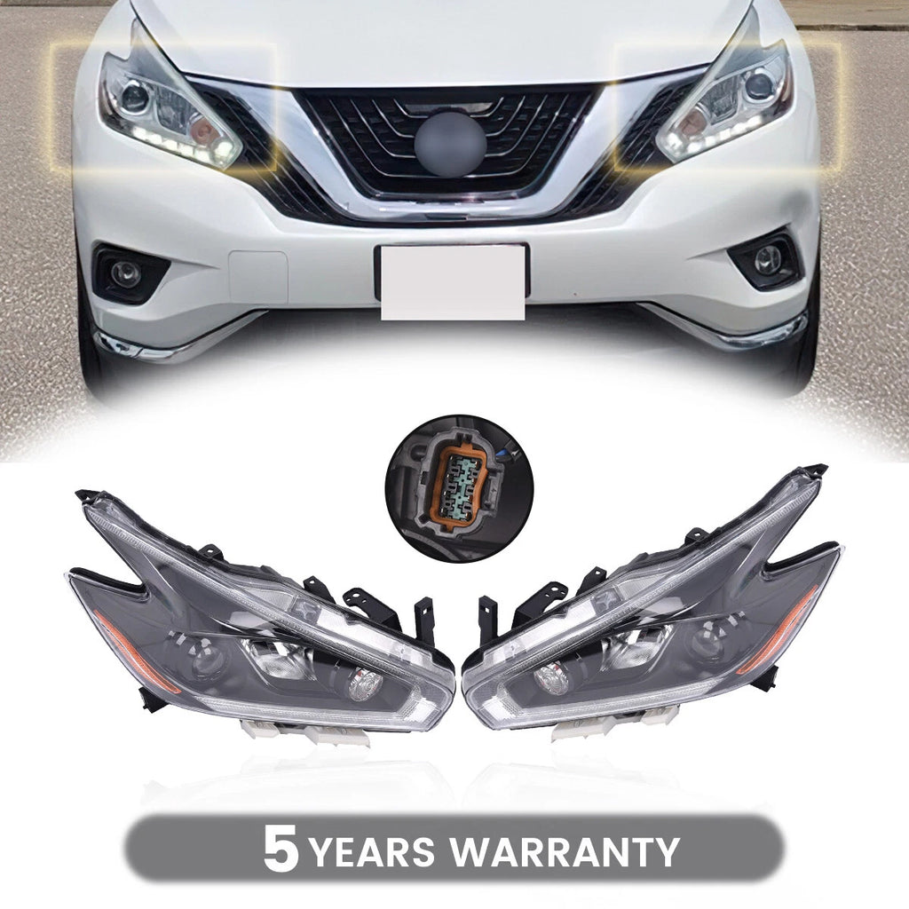 Set of 2 Headlight Assemblies for Nissan Murano (2015–2018)