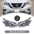 Set of 2 Headlight Assemblies for Nissan Murano (2015–2018)
