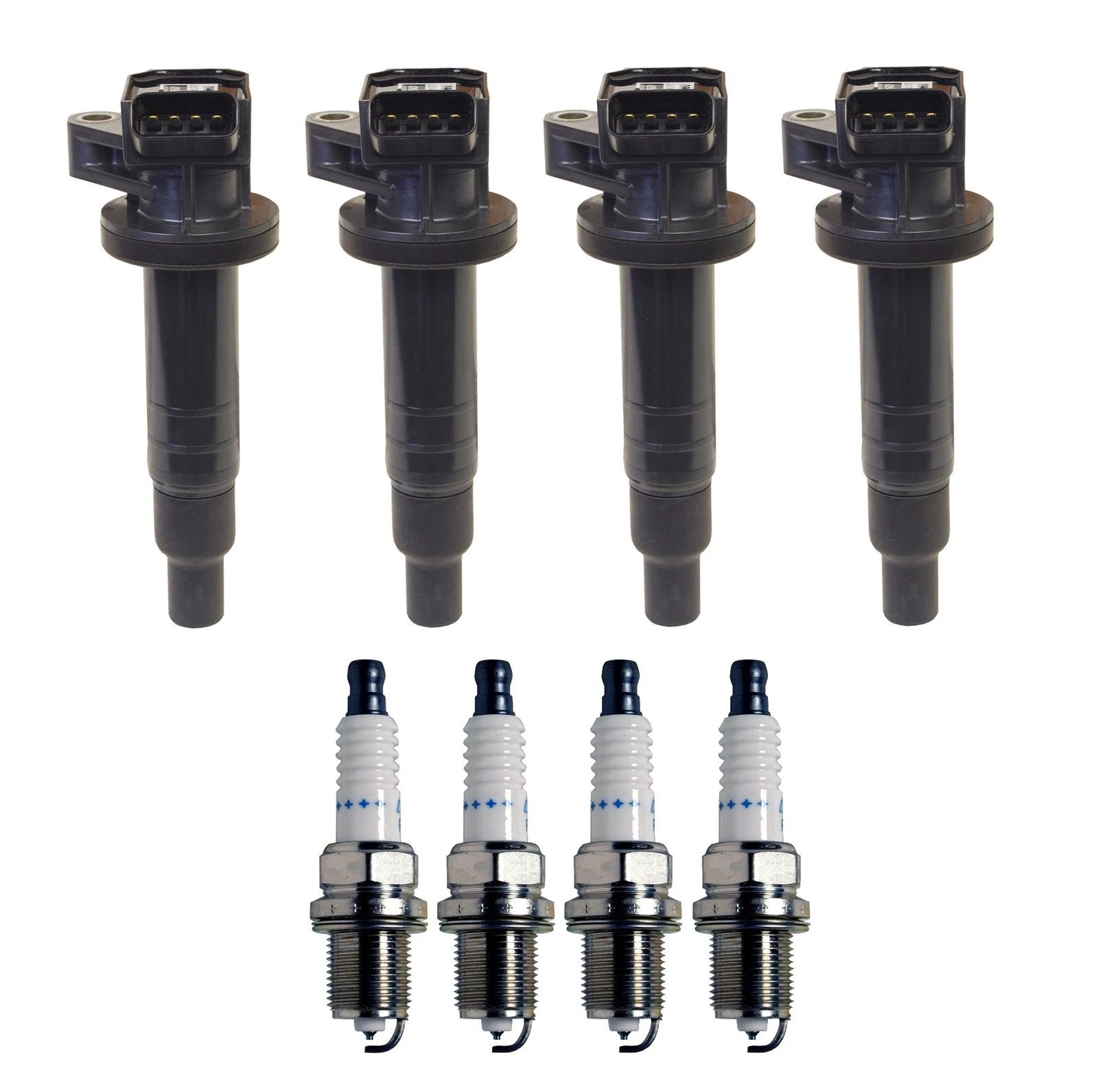 Set of 4 Ignition Coils & 4 Spark Plugs for 1.8L L4 (Denso)