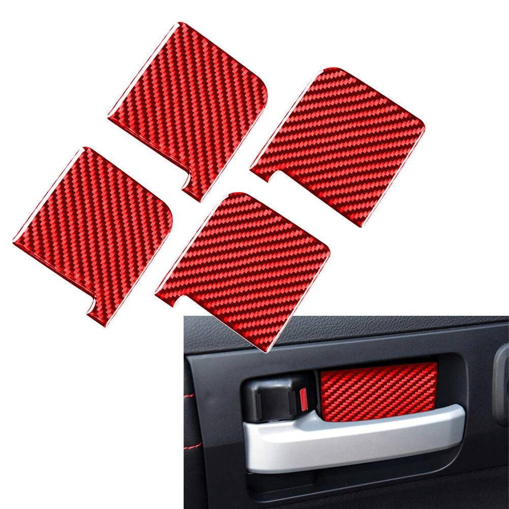 Set of 4 Red Carbon Fiber Door Handle Bowl Covers for Toyota Tundra (2014–2021)