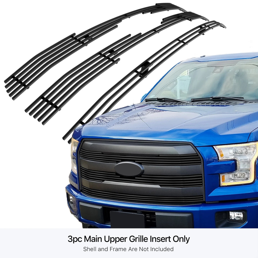 Upper Stainless Black Billet Grille for Ford F-150 King Ranch (2015-2017)