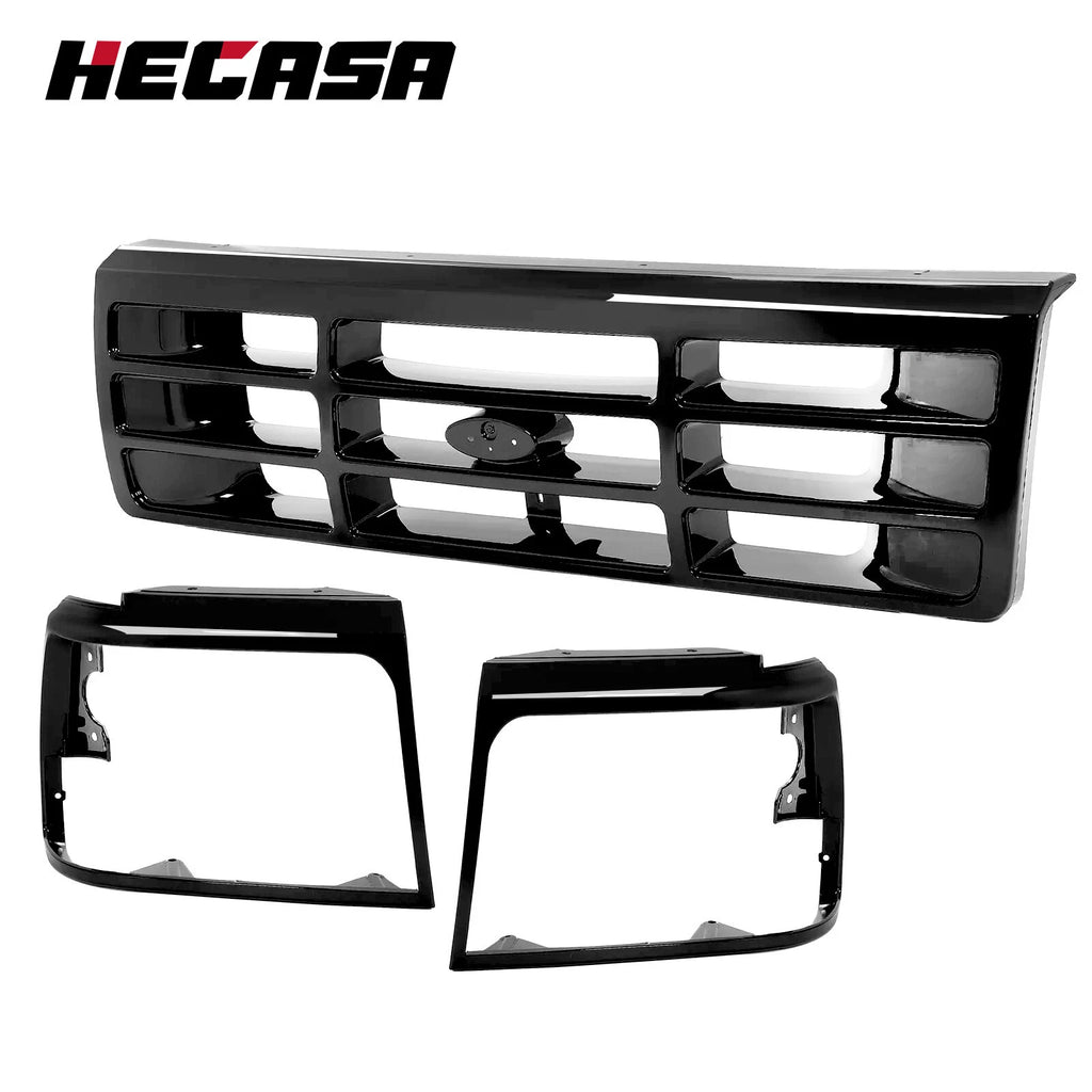 Grille Headlight Door for Ford F150 F250 Bronco (1992–1997) Black