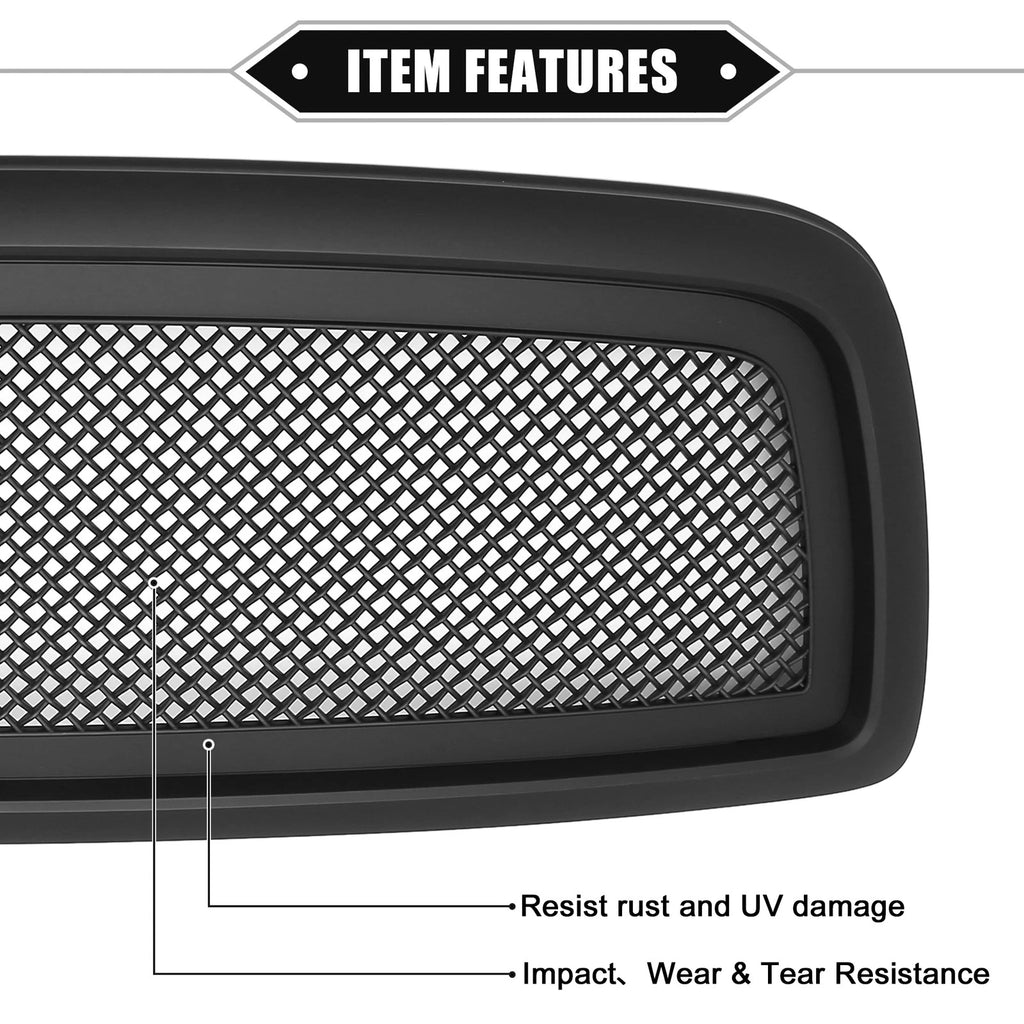 Front Grille Assembly for Dodge Ram 1500 (2009–2010) Matte Black