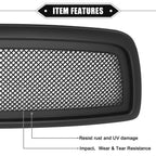 Front Grille Assembly for Dodge Ram 1500 (2009–2010) Matte Black