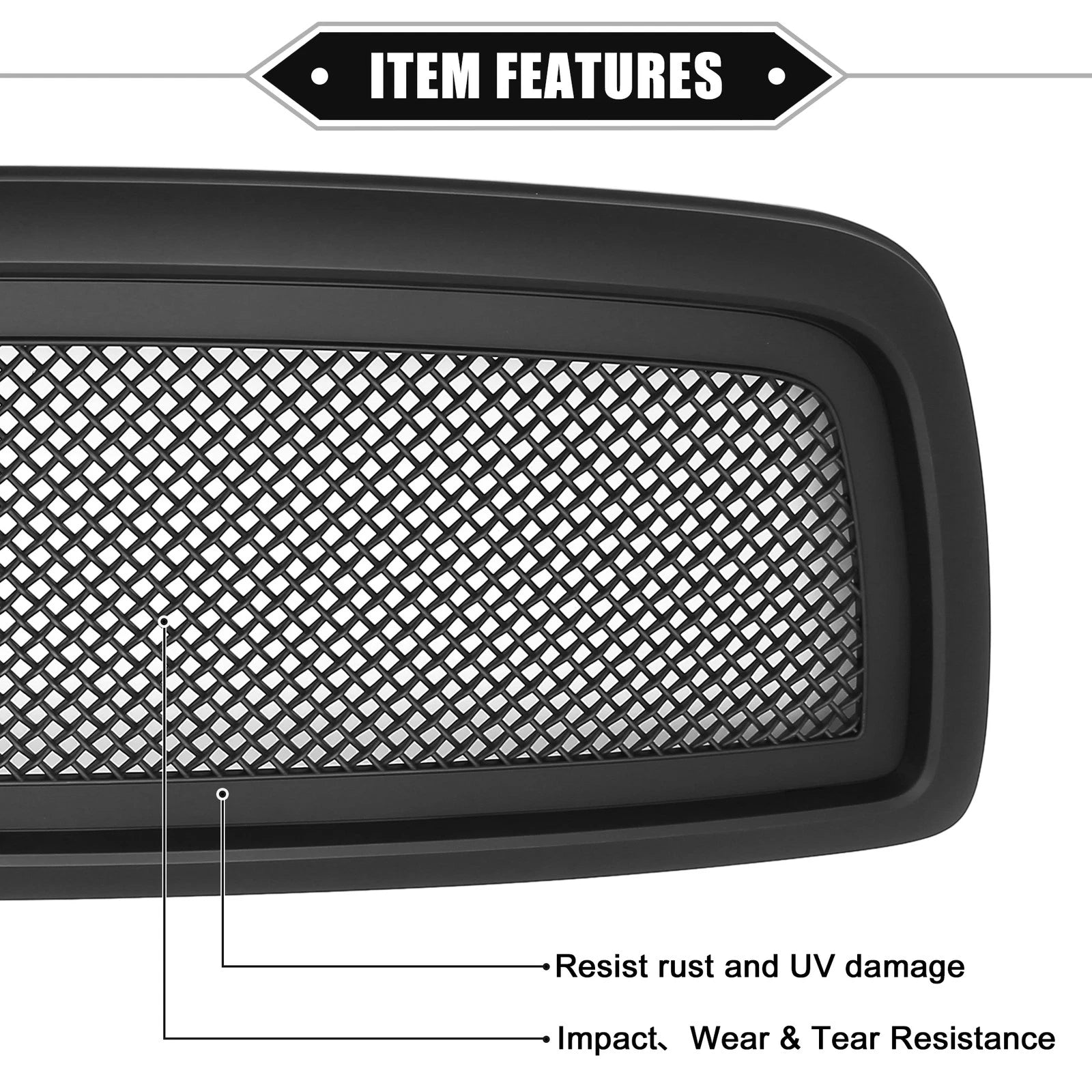Front Grille Assembly for Dodge Ram 1500 (2009–2010) Matte Black