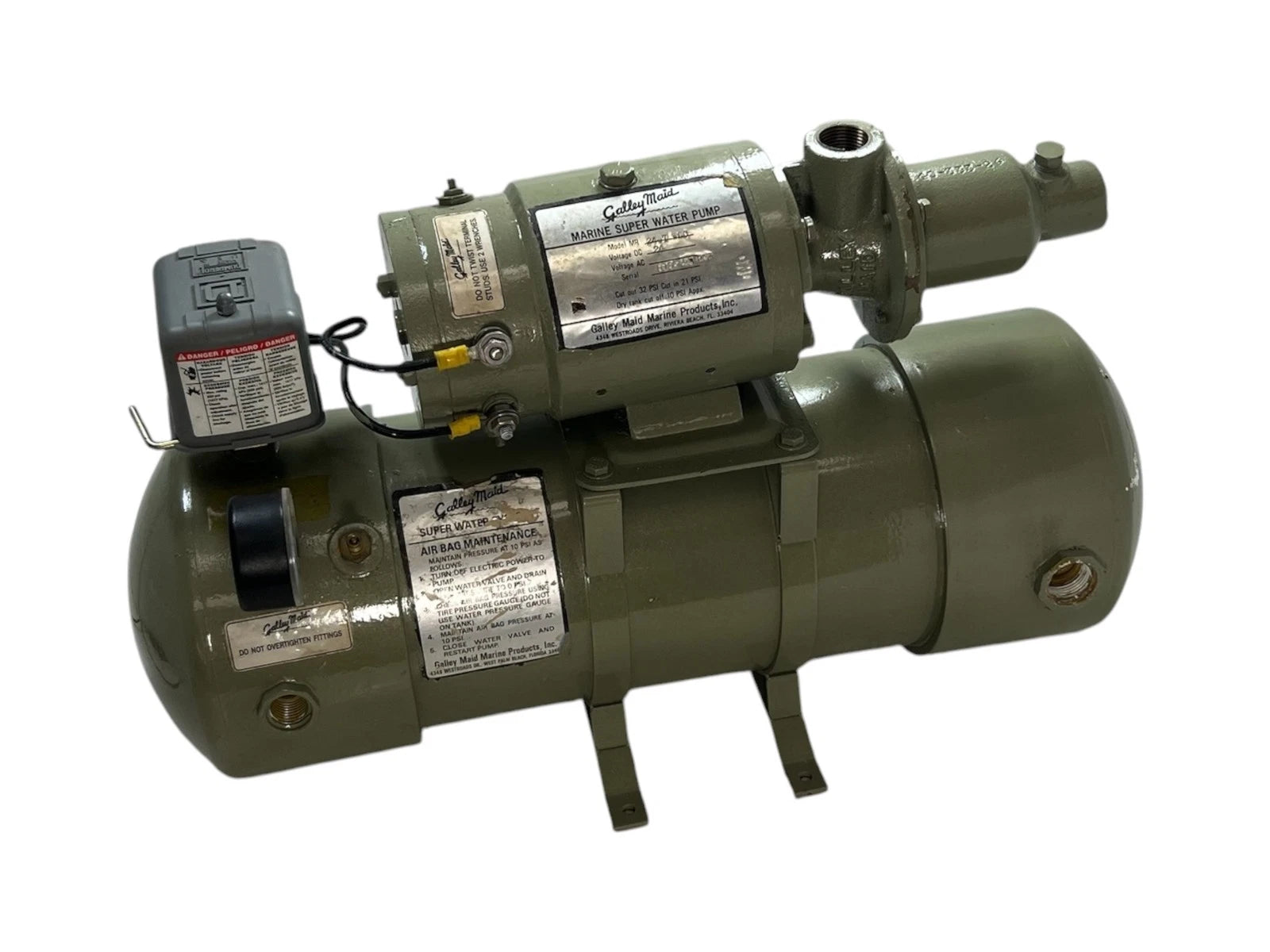 Galley Maid Water Pressure Pump w/ Accumulator Tank 7 GPM 24V MR Series