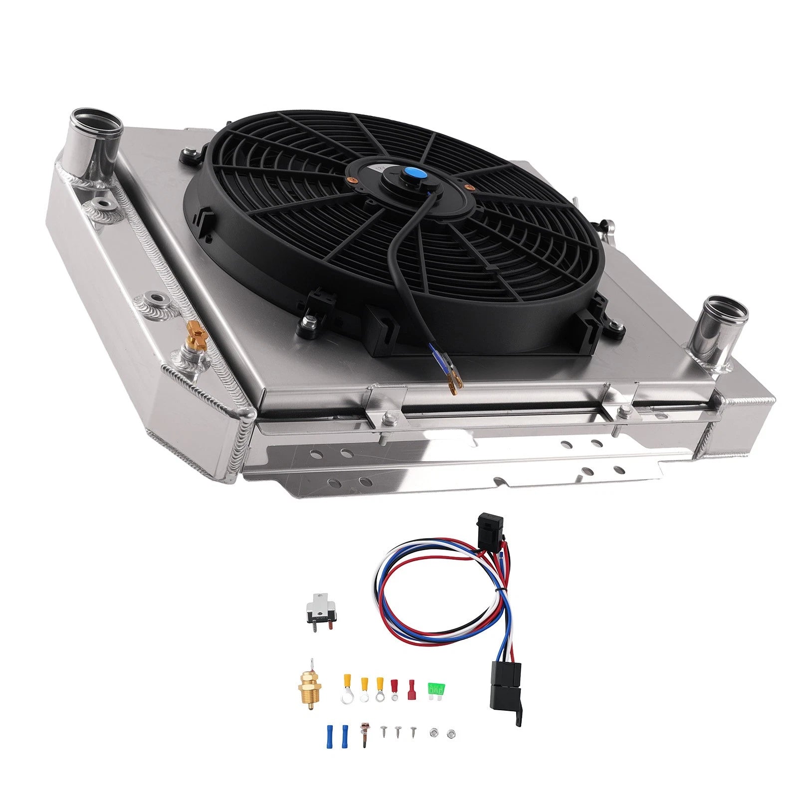 3 Row Aluminum Radiator Fan Shroud Kit for Ford Mustang V8 (1965–1966)