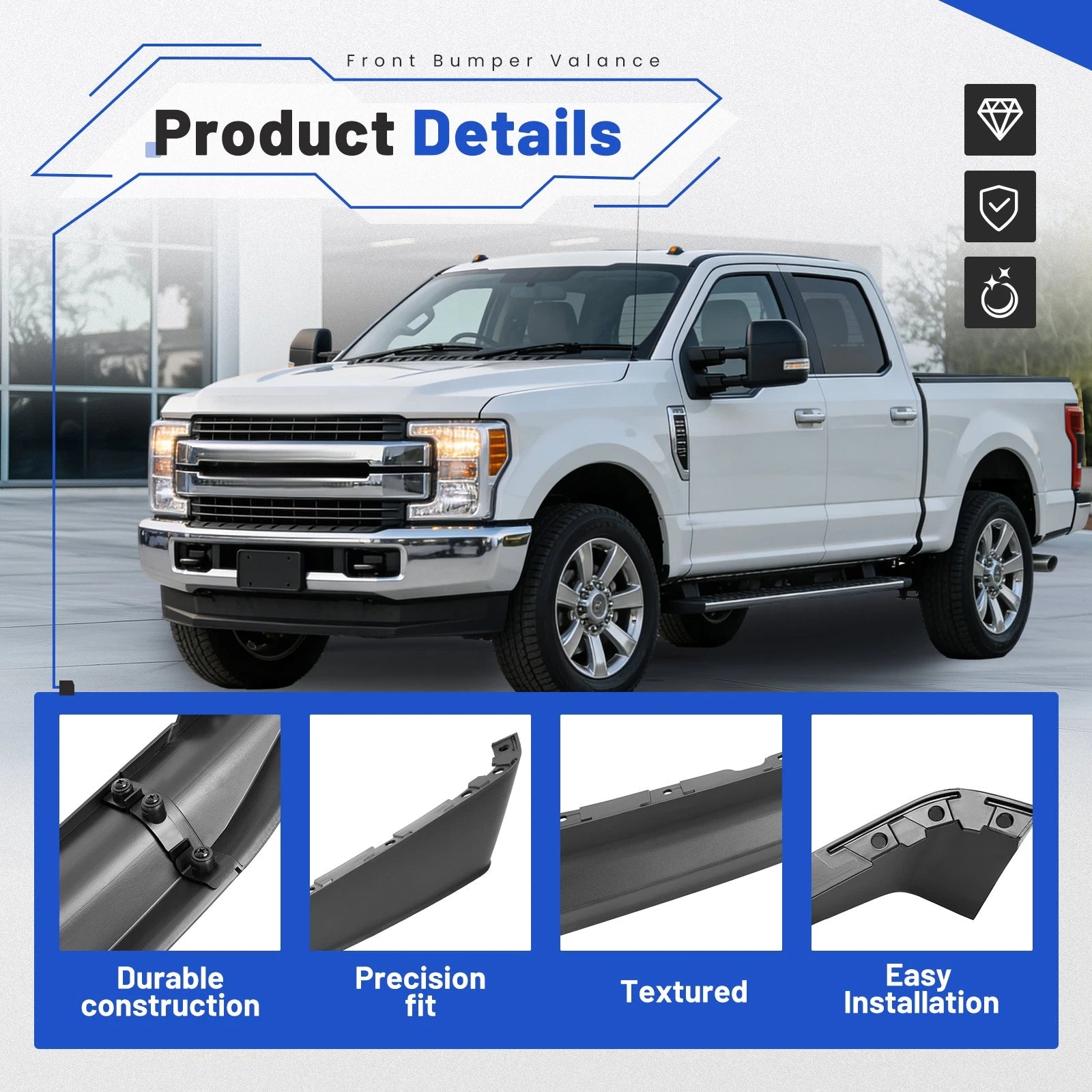 Lower Valance Panel Deflector for Ford Super Duty F250 F350 F450 2020-2022