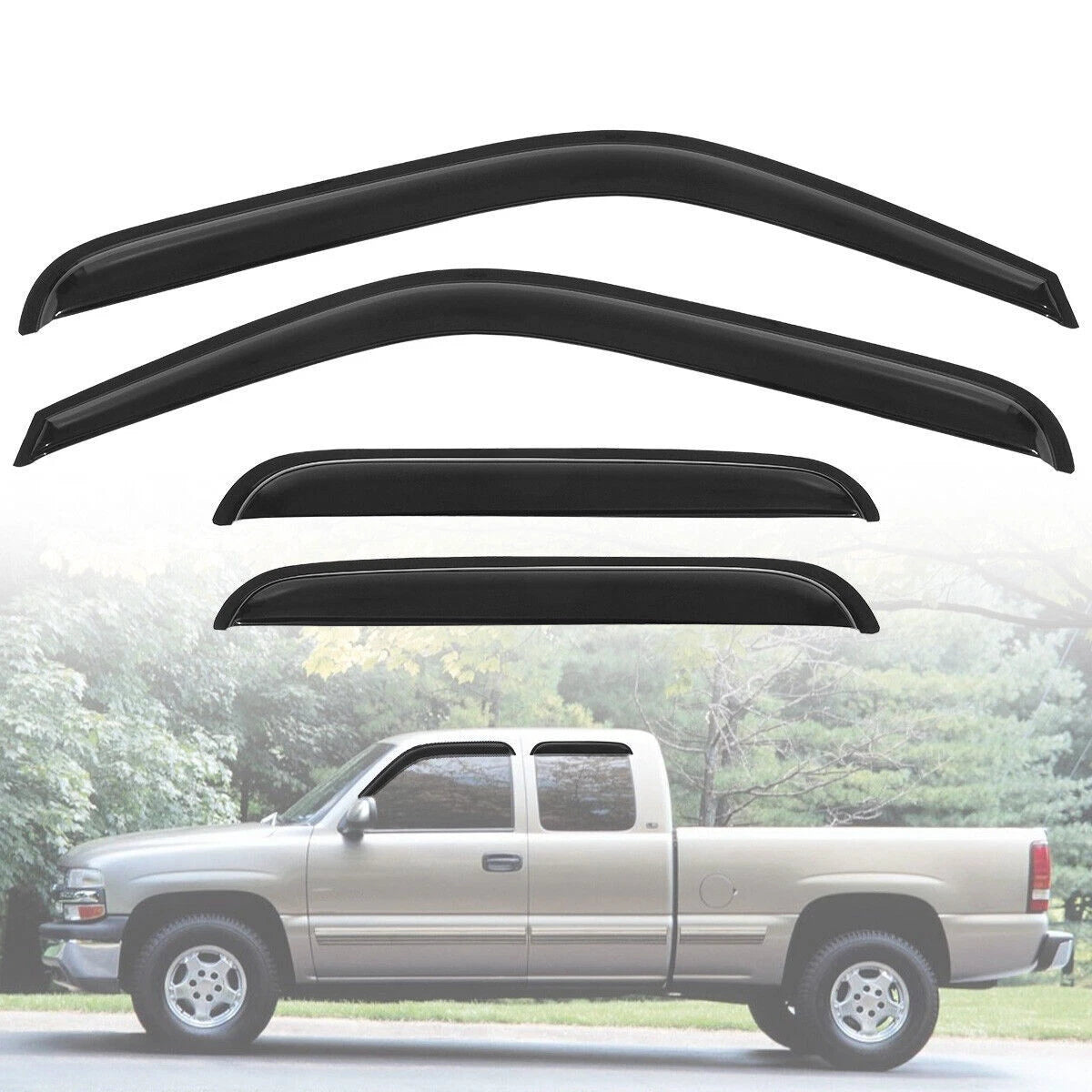 Set of 4 Window Visors for Chevy Silverado GMC Sierra (1999–2006)
