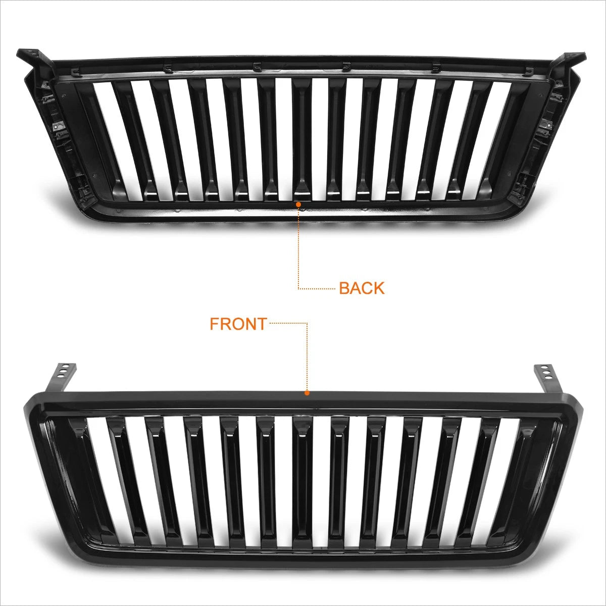 Front Bumper Grille Frame for Ford F150 (2004–2008) ABS Plastic Black