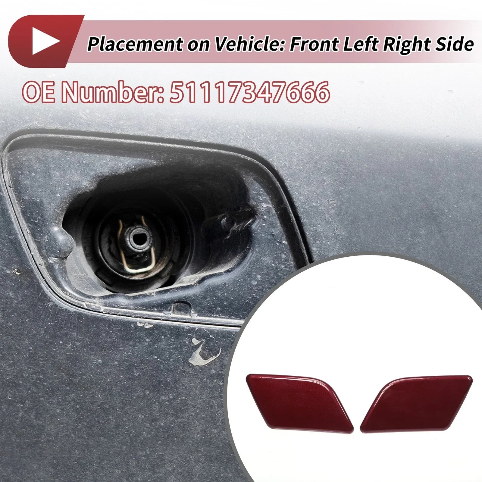 Front Left & Right Washer Nozzle Cover Caps for BMW X1 Wine Red