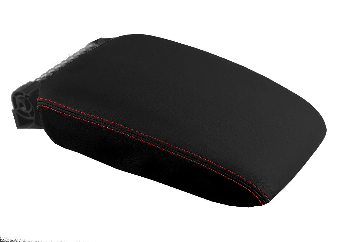Leather Console Lid Armrest Cover for Volkswagen EOS (2007–2015) Red Stitch