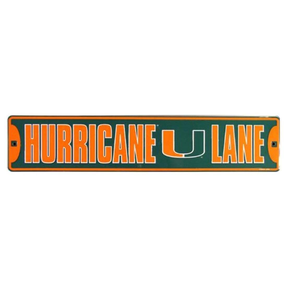 24" x 5" Embossed Metal Street Sign for University of Miami Hurricanes