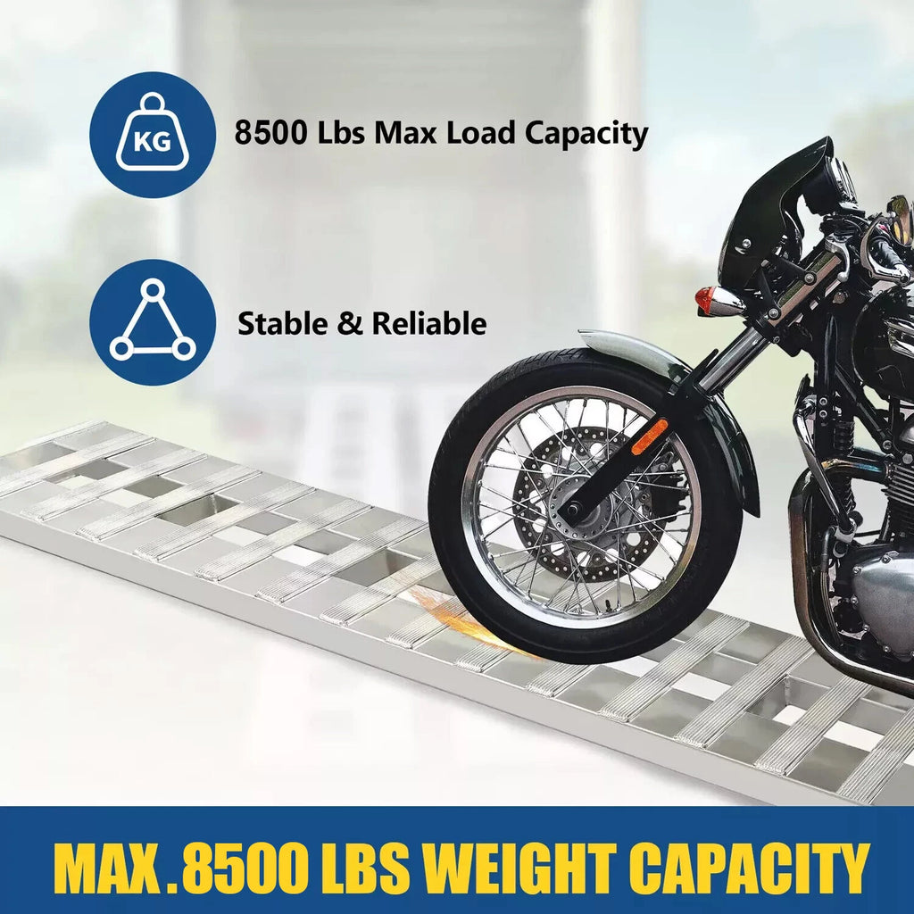Set of 2 Aluminum Hook Ramps for Car Truck Trailer (8500 lbs, 72" x 15")
