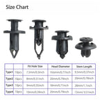 Set of 40 Black Plastic Rivets Fasteners for Universal Automobiles