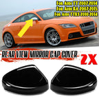 Set of 2 Rear View Side Mirror Cover Caps for Audi TT TTRS R8 (2007–2014) Gloss Black