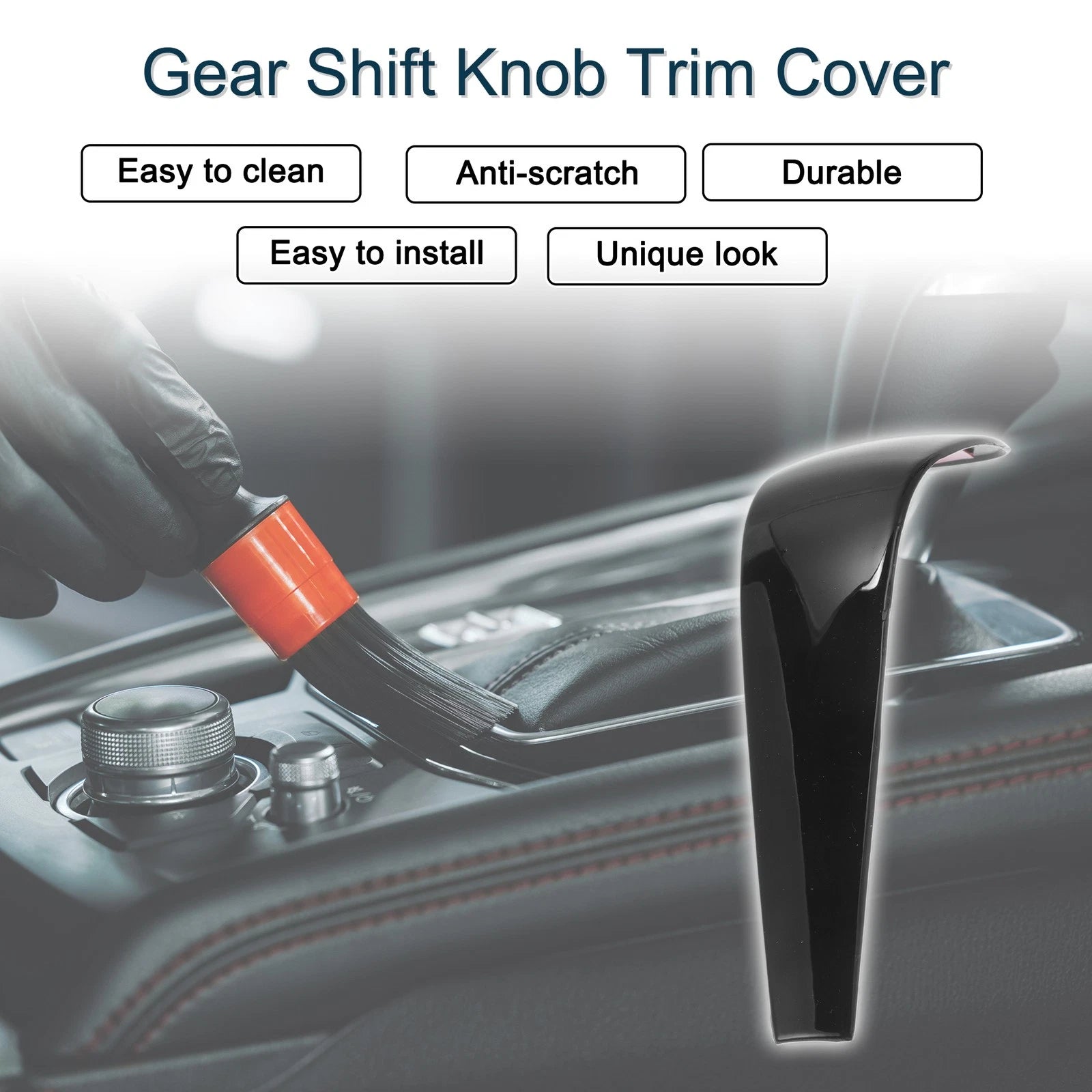 ABS Gear Shift Knob Cover Sticker for BMW 1 3 Series Z4 X1 (E90 E92) Black