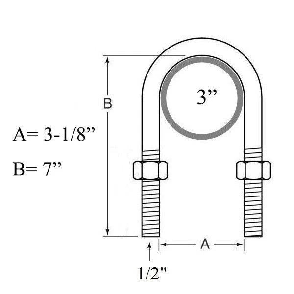 U Bolt Kit for 5200-7000lbs 3" Round Axle (20080)