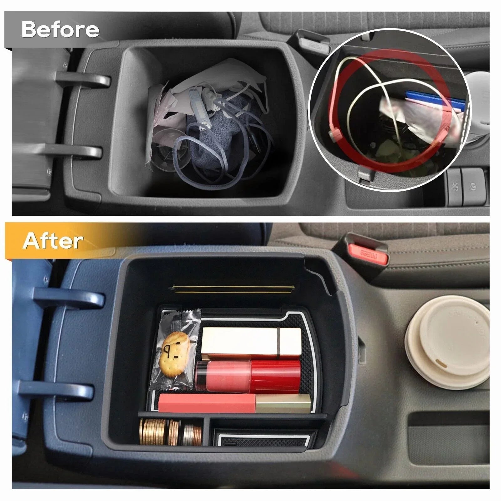 Center Console Armrest Storage Box Organizer Tray for Kia Seltos (2021–2023)
