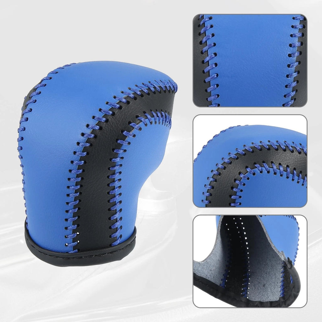 Gear Shift Knob Cover for Toyota C-HR (2018–2019) - Blue Faux Leather, Blue Stitches