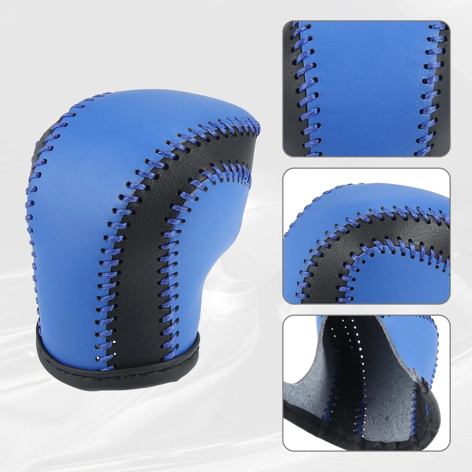 Gear Shift Knob Cover for Toyota C-HR (2018–2019) - Blue Faux Leather, Blue Stitches