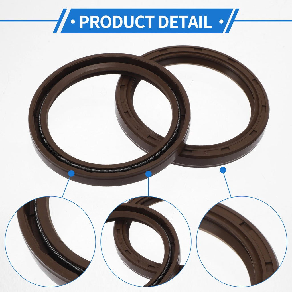 2X Oil Seal Rotary Shaft Seal FKM Rubber 58x72x8mm for Various Models 