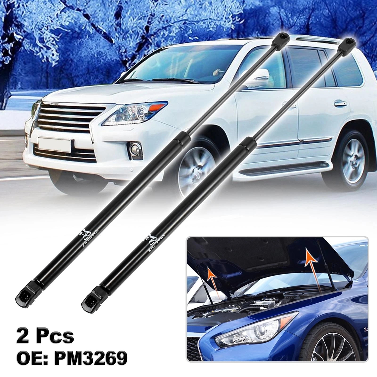 2X Front Hood Lift Supports Struts Gas Spring PM3269 for Lexus RX350 RX450h (2007–2015)