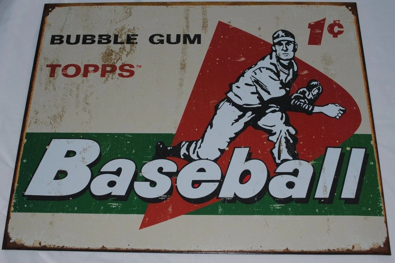 Vintage Replica Tin Metal Sign for Baseball Card Collectors (1958)