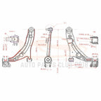 Set of 8 Lower Control Arms for Ford Edge Lincoln MKX (2007-2014)