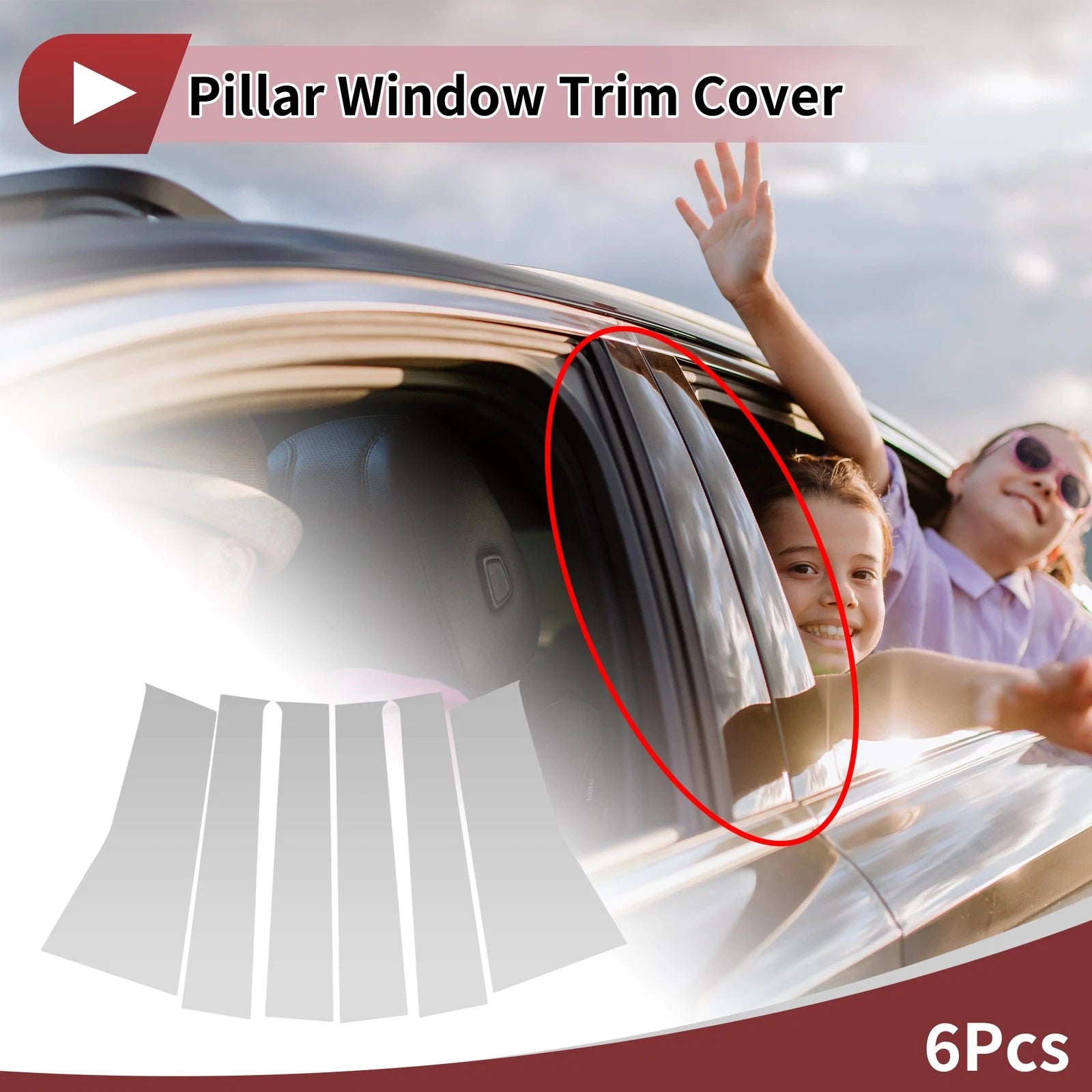 Set of 6 Car Door Pillar Window Trim for Toyota Avanza/Veloz (2022–2025) Silver Tone