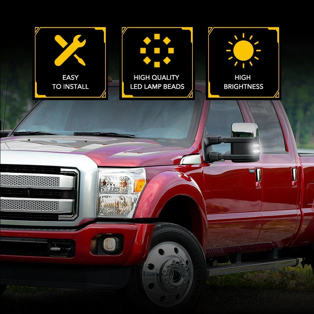 Clear Side Mirror LED Turn Signal Light for Ford F250 F450 Super Duty (H)