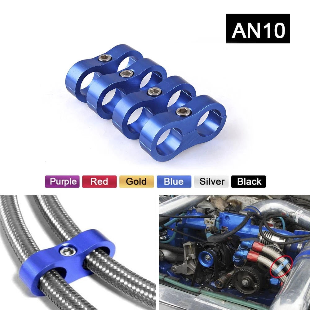 Set of 4 Braided Hose Separator Clamps for Automotive Oil Lines
