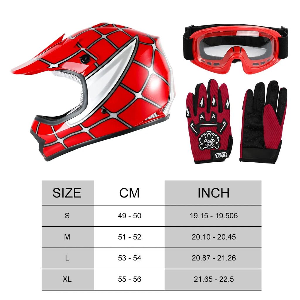 Youth Full Face Helmet for Motocross ATV (DOT Approved)